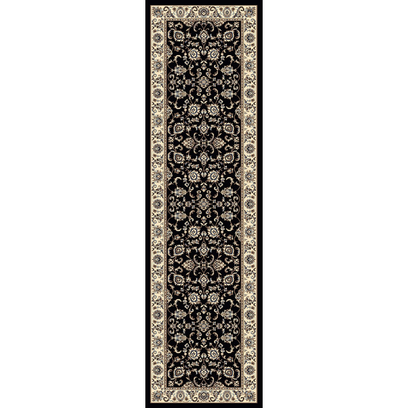 Tapis noir traditionnel Weiser, Tapis de couloir 2 pi 2 po x 7 pi 7 po