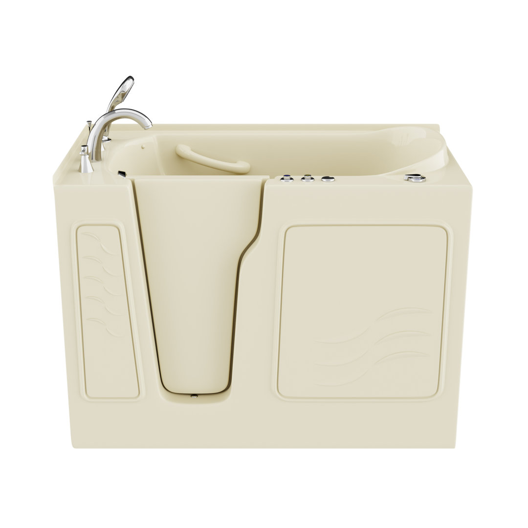 Flagstaff 52.25'' x 29'' Walk-in Soaking Porcelain Enameled Steel Bathtub with Faucet Therapeutic Tubs 