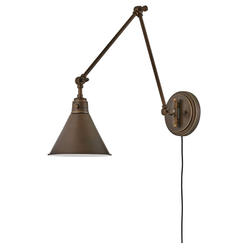 Arti 7.75-in Swing Arm Extendable Single Light Plug-In Sconce with On/Off Switch, Olde Bronze