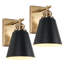 Ensemble de 2 appliques murales modernes noires de 45 cm (17,75 po) à 2 lumières (éclairage vers le haut et vers le bas) avec abat-jour en verre opale pour salle de bain-106893704