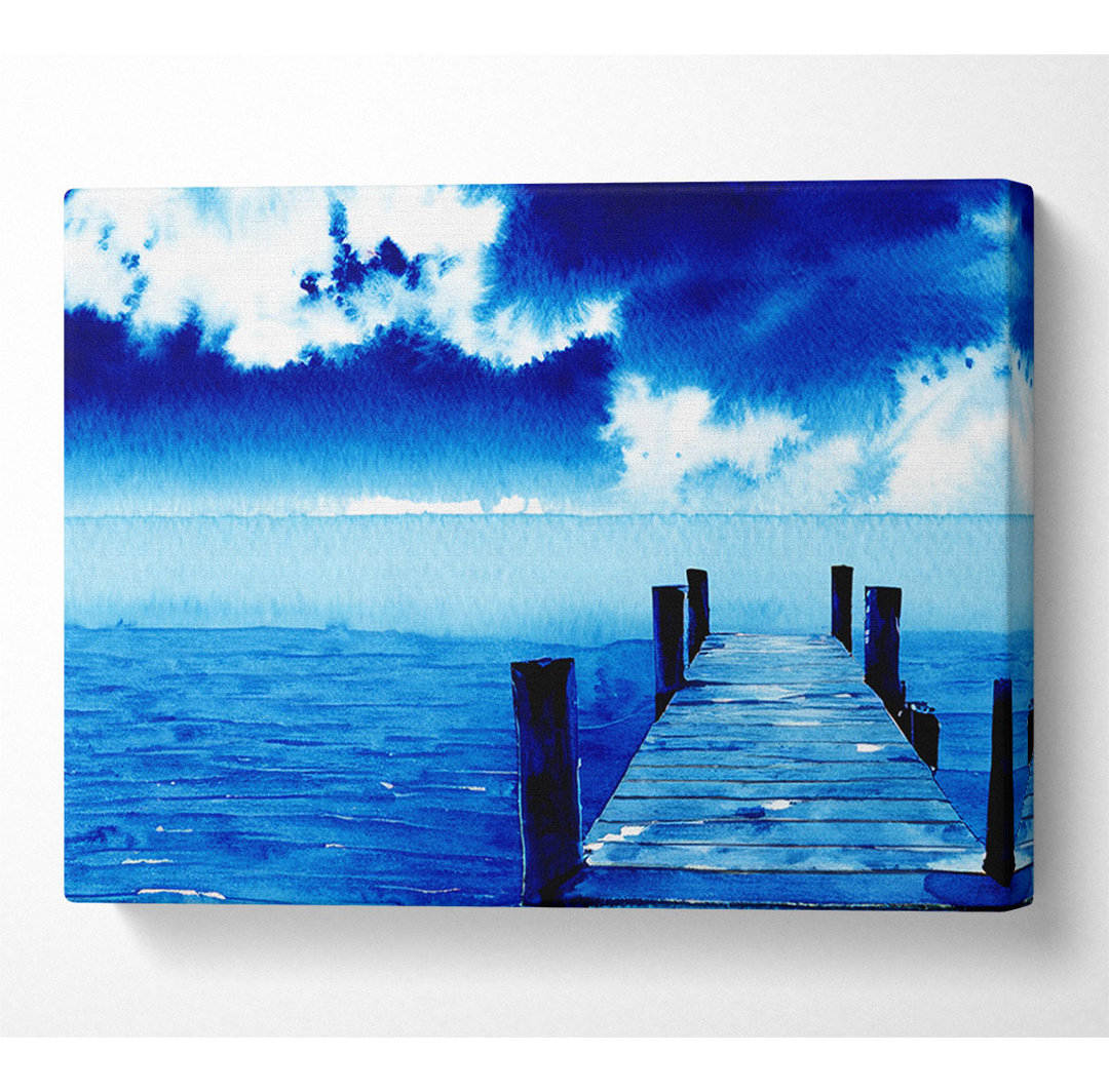 Strandpromenade Ocean Blues Leinwand Aquarell