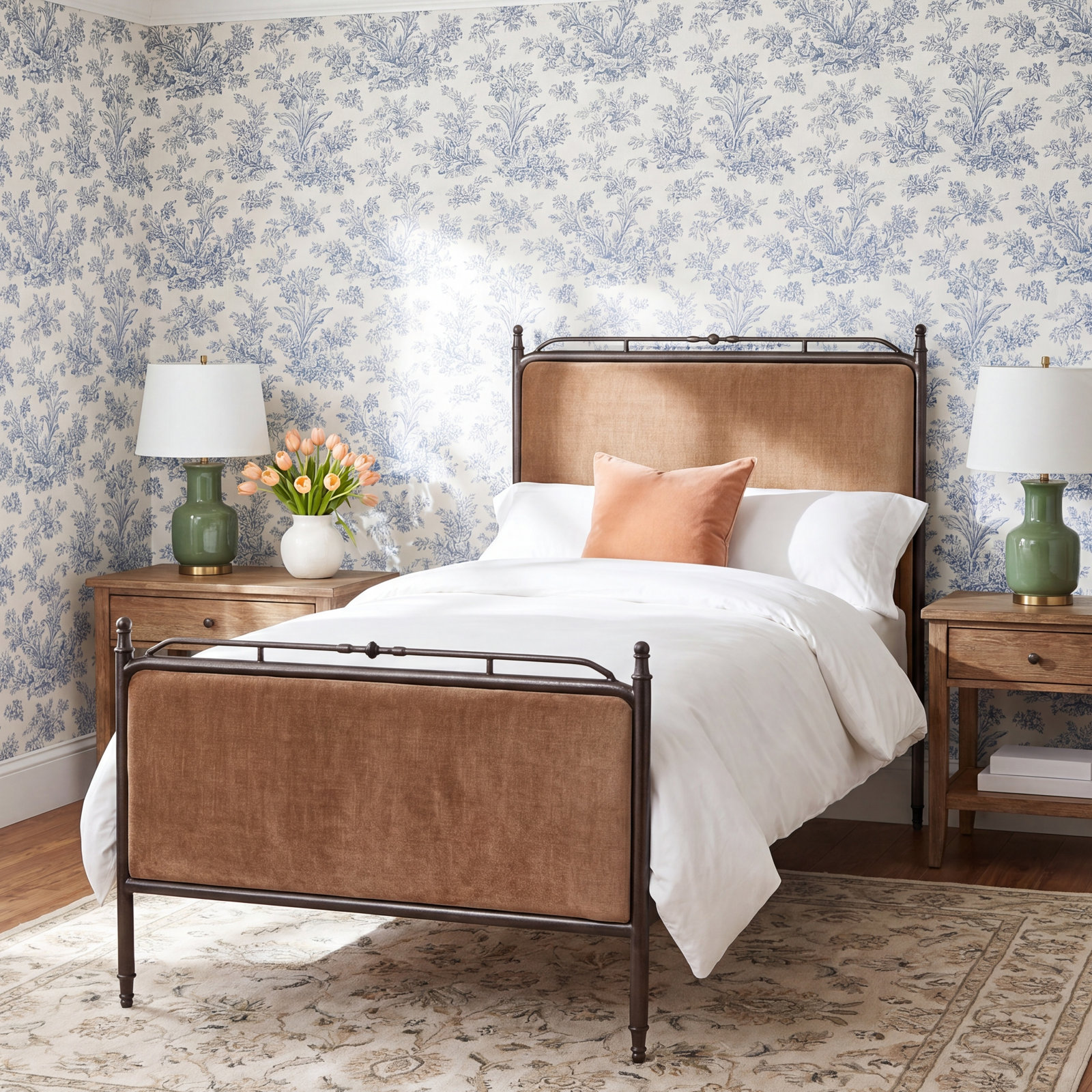 Leyla Upholstered Metal Bed