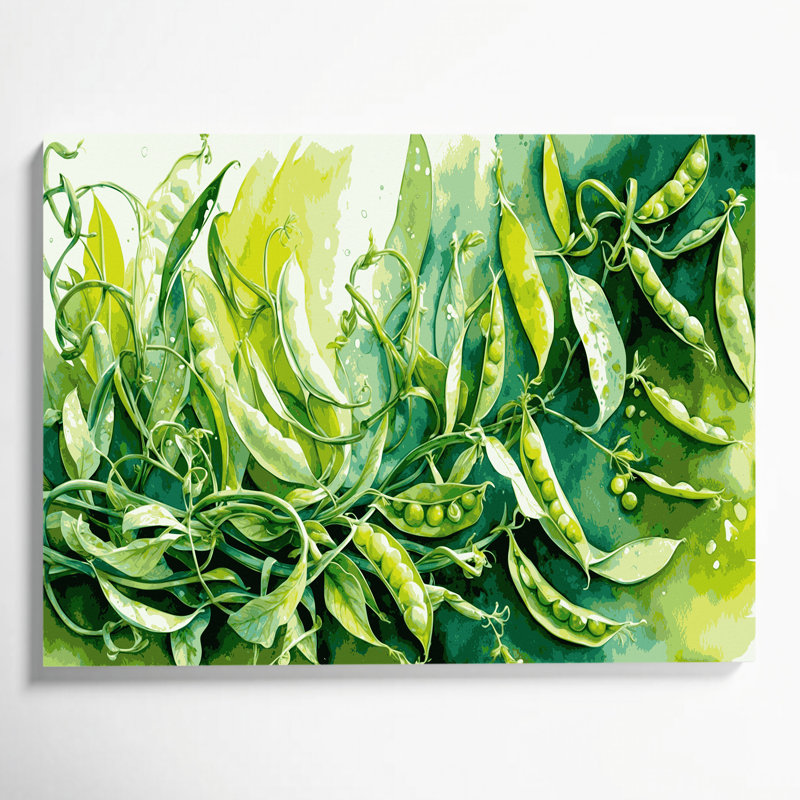 Art sur toile, légumes, pois mange-tout, vert, H 20 po x l 30 po