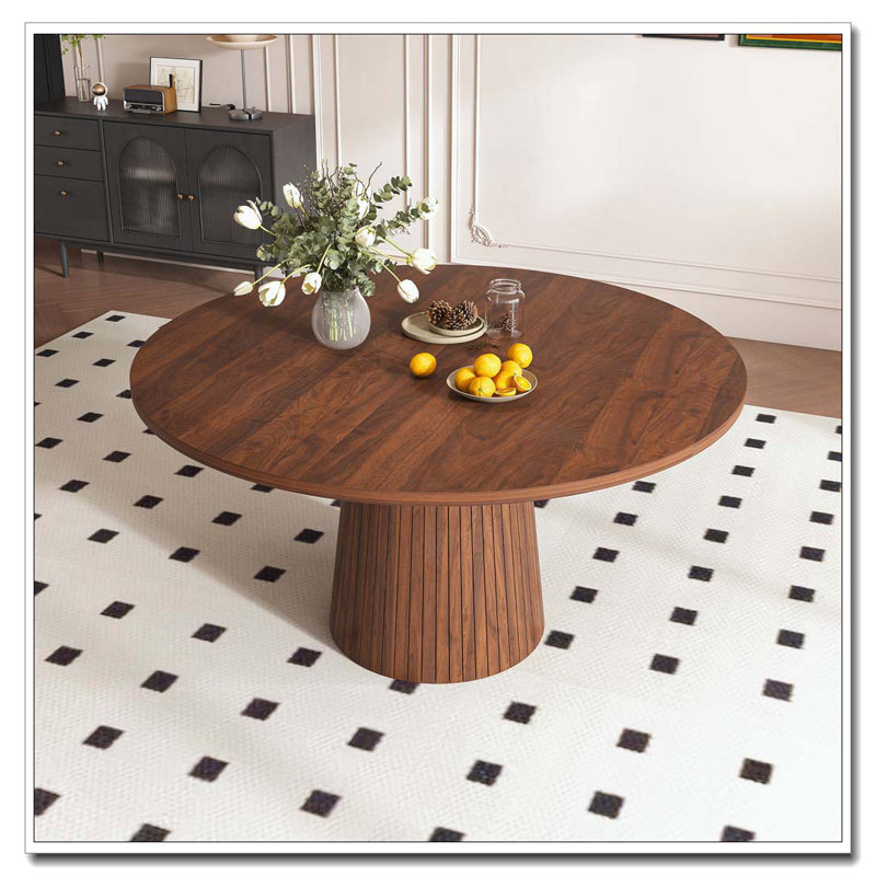 47 inch Round MDF Dining Table, Walnut