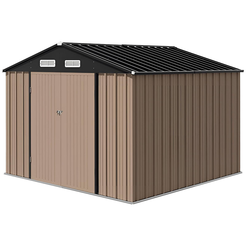 Galvanized Steel Horizontal Storage Shed, Brown, 79.92" H x 94.08" W x 94.08" D