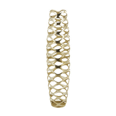 Zolly Aluminum Metal Tall Cutout Geometric Decorative Gold Vase