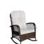 Fauteuil d'extérieur avec coussin moelleux et résistant - Fauteuil à bascule de jardin large en PE pour terrasse et patio