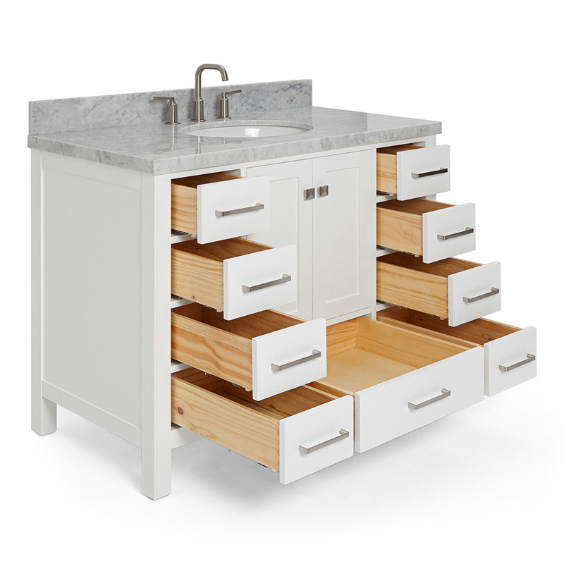 Ensemble de meuble-lavabo simple 43 po Cambridge, Blanc / nickel brossé