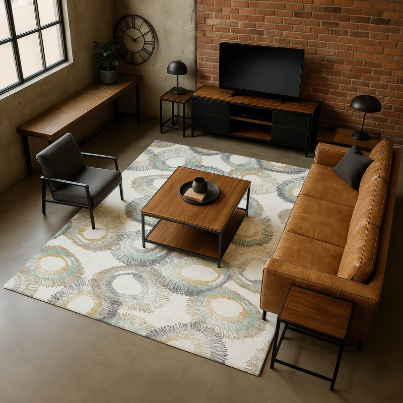 Premium Machine Washable Mayfield AMF2278 Geometric Rug, Ivory, 10' x 14'