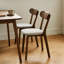 Ensemble de 2 chaises de salle à manger en bois massif de style Mid-Century moderne avec revêtement, chaise de cuisine avec dossier incurvé et coussins de pieds réglables (coussin)