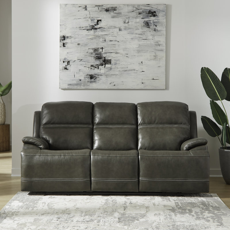 Hannya 88'' Genuine Leather Power Reclining Sofa