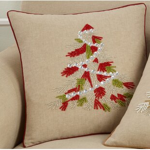 Peking Handicraft Merry Balsam Hooked Christmas Pillow, 12 x 8