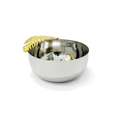 Bol rond avec fougère dorée de 5 po de diamètre
