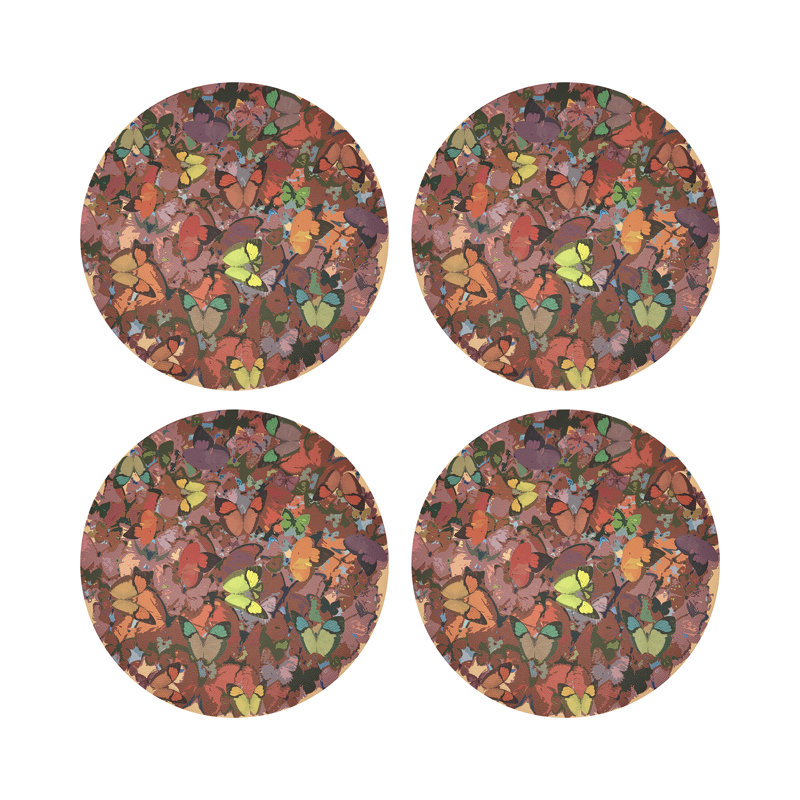 Mariposa Vegan Leather Round Pebble Placemat, Ochre