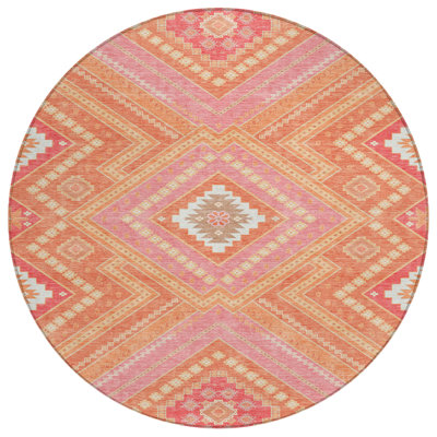 Solene Coral Washable Indoor-Outdoor Rug - 