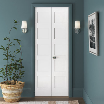 Porte pliante à 5 panneaux avec couche d'apprêt apprêtée