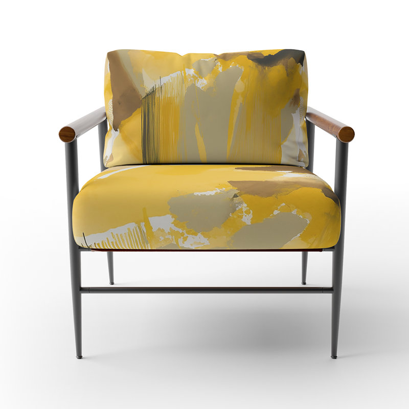 Fauteuil d'appoint rembourré Mustard Yellow Retro I, Noir