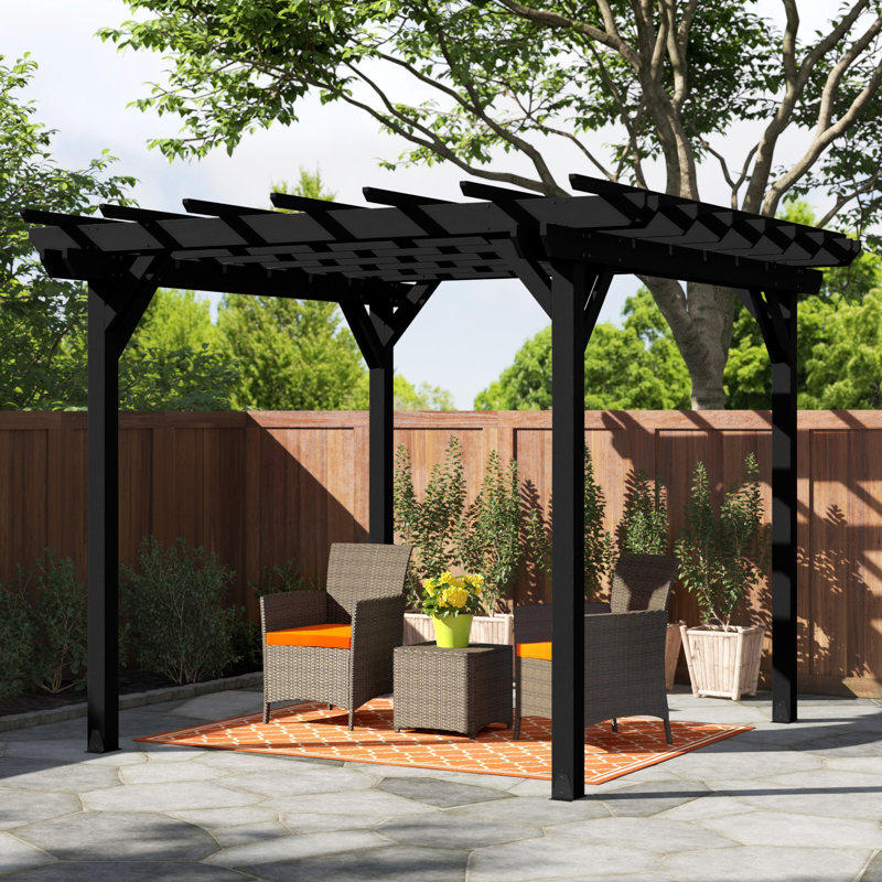 Bodhi Plastic Pergola, Black, 10 ft. W x 10 ft. D