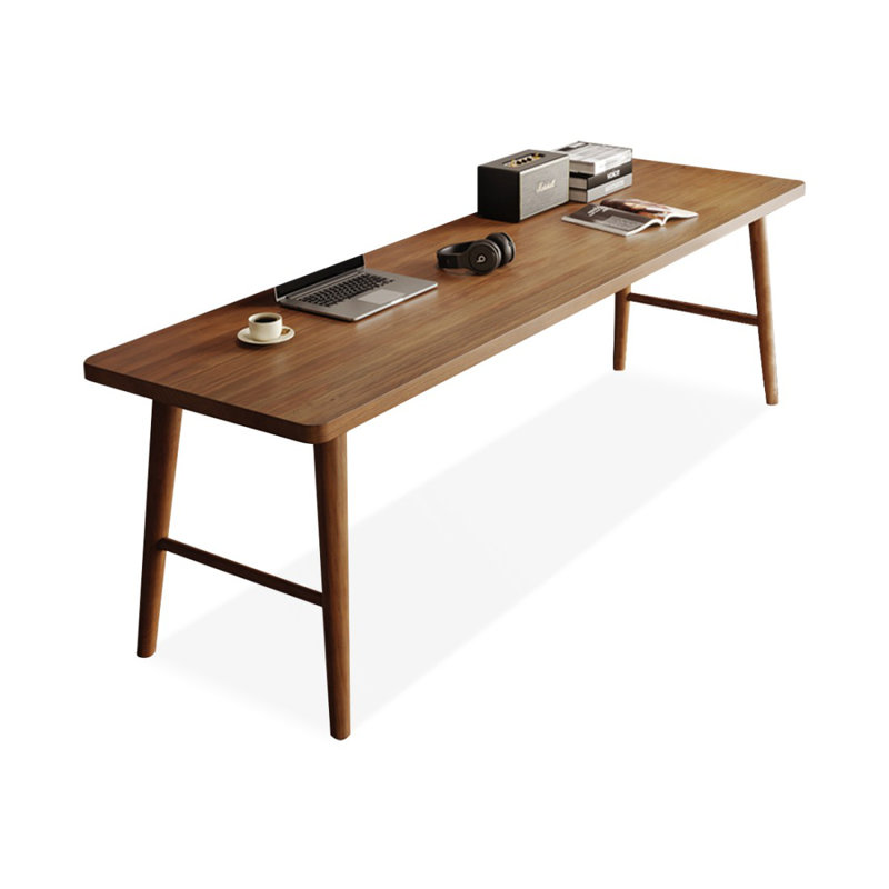Nut-brown Rectangular Solid Wood desk, 29.53" H x 78.74" W x 23.62" D