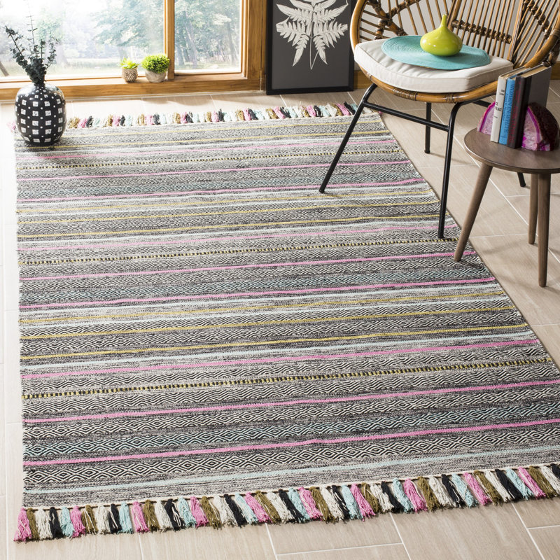 Montauk Hand Woven Cotton Striped Rug, Rectangle 5' x 8'