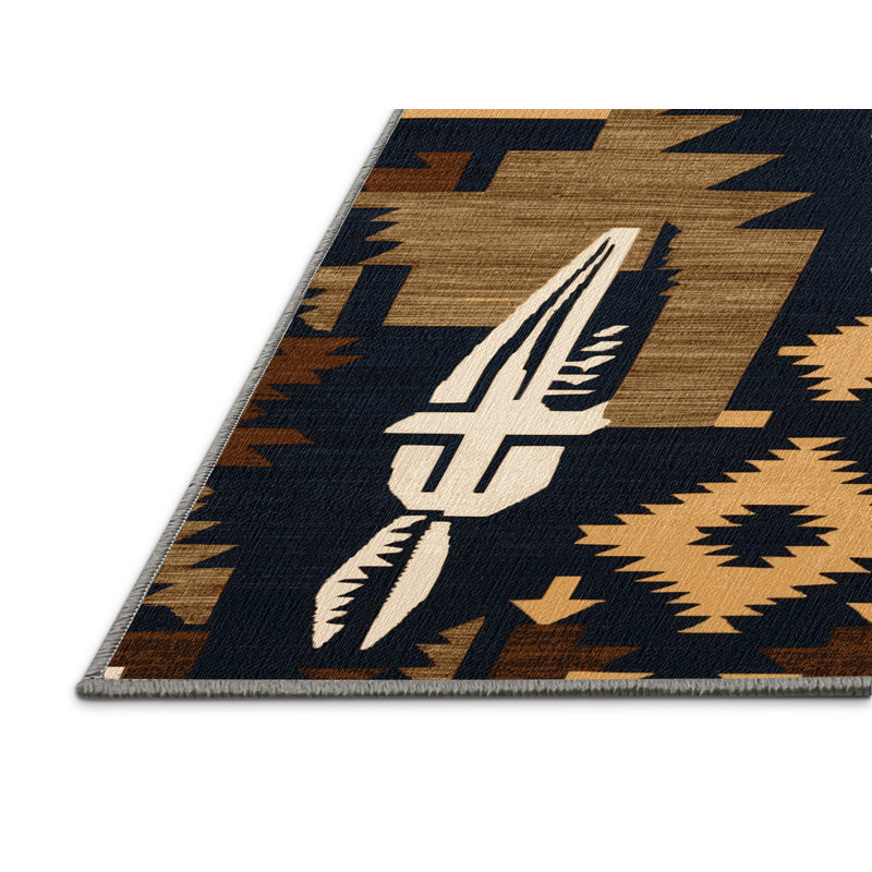  Tapis lavable Skull and Bones Southwestern, Rond 3 pi