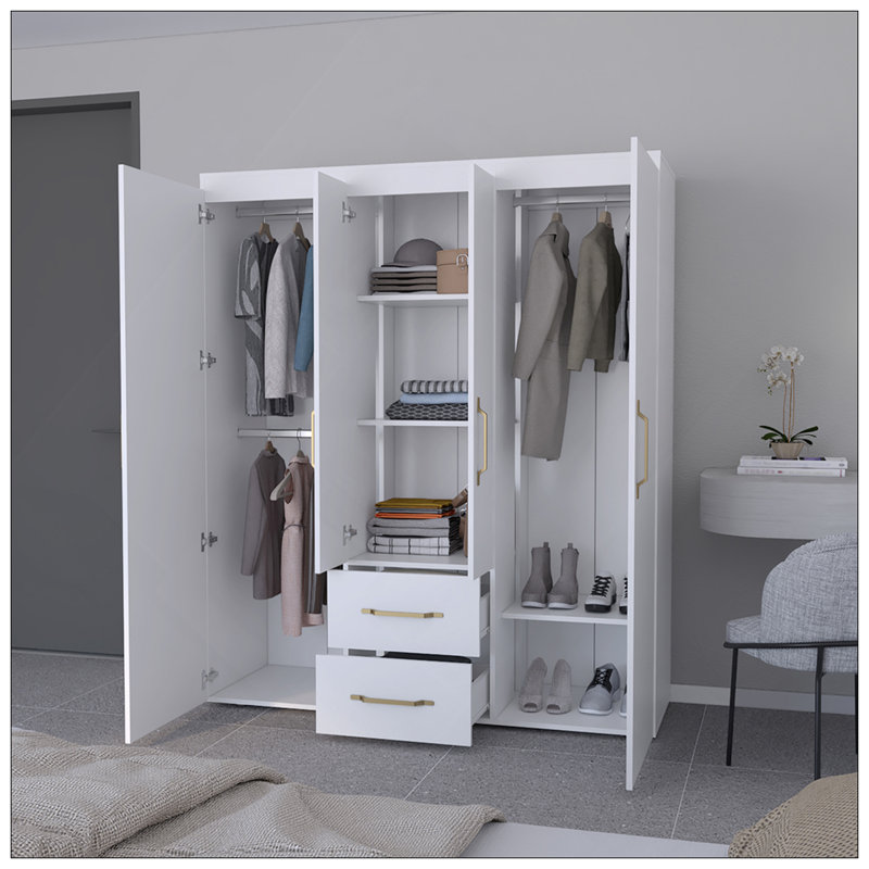 Armoire Elma, chambre à coucher, blanc, Blanc