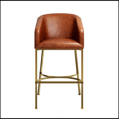 Tabouret de bar 31 po Hampton, similicuir avec structure en acier doré Hampton