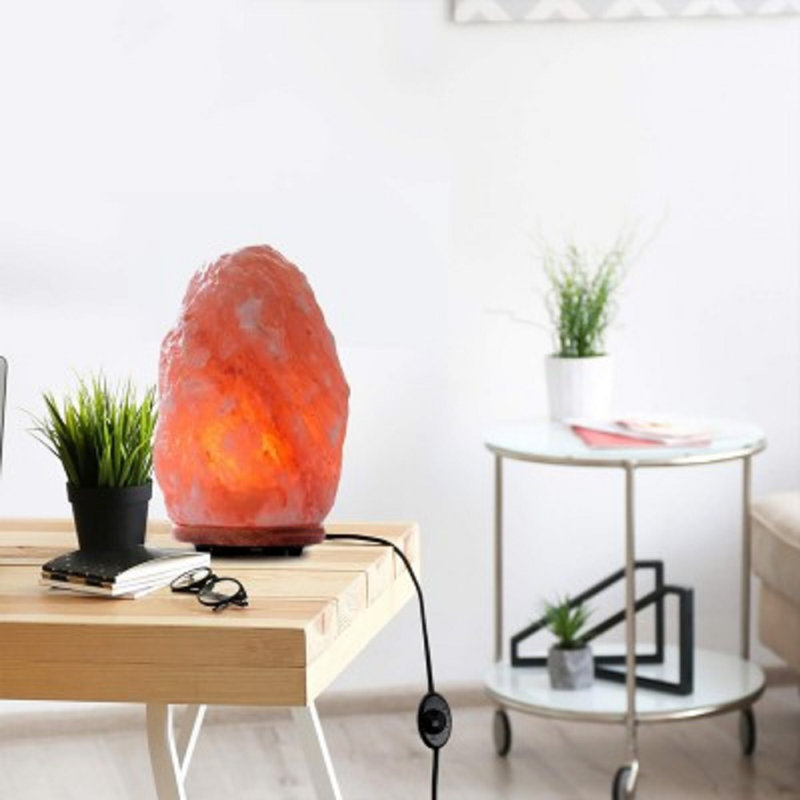 Lampe de sel Himalayan Glow avec base en bois - 6 lb