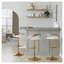 Tabouret réglable avec pivot en métal doré, bois gris clair et similicuir blanc avec repose-pieds arrondi en T - ensemble de 3