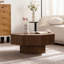 Table basse de salon, plateau octogonal en panneau de fibres à densité moyenne, finition brun chaud, largeur de 30,51 pouces, style moderne