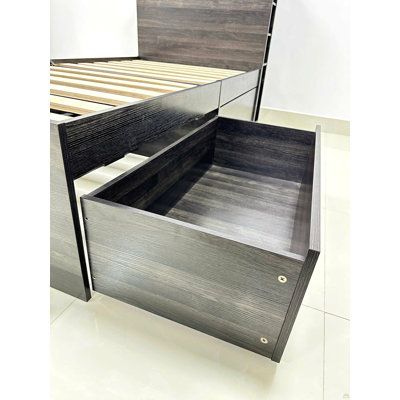 Lit simple avec rangement Robin en gris foncé