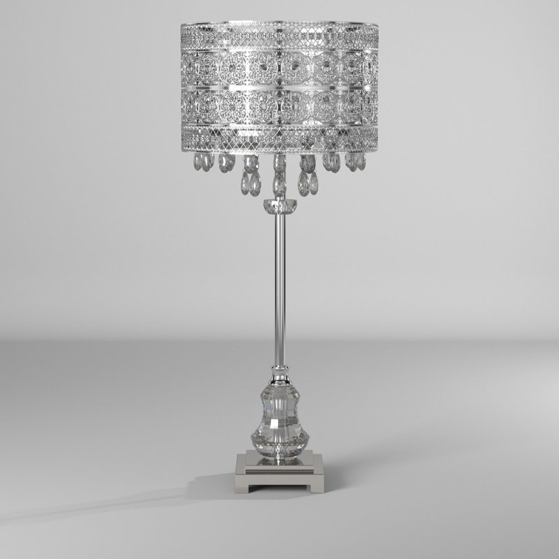 Lampe de table en argent poli 28,75 po Bevill