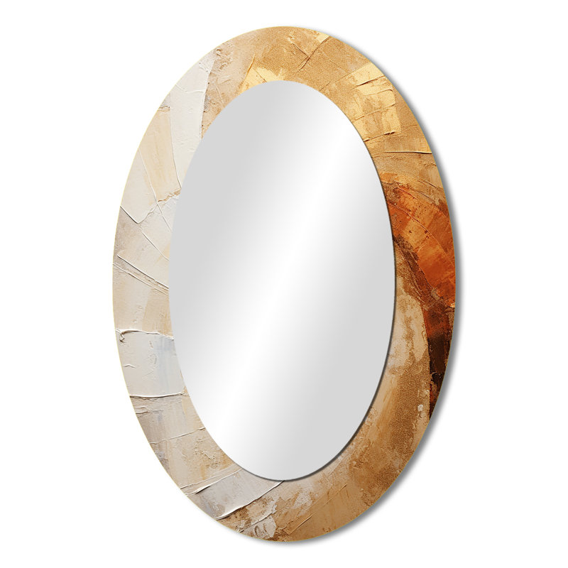 Gold Beige Spiral Poteries - Miroir mural moderne ovale, 36 po x 24 po