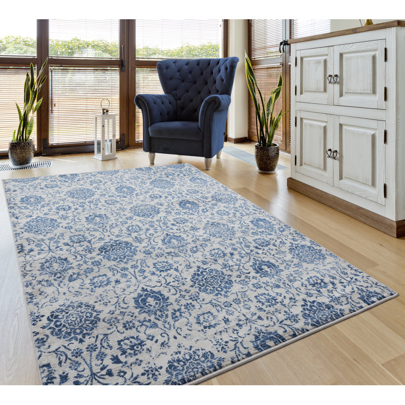 Tapis bleu en jute / sisal Olander, Rectangle 9 pi 10 po x 13 pi 2 po