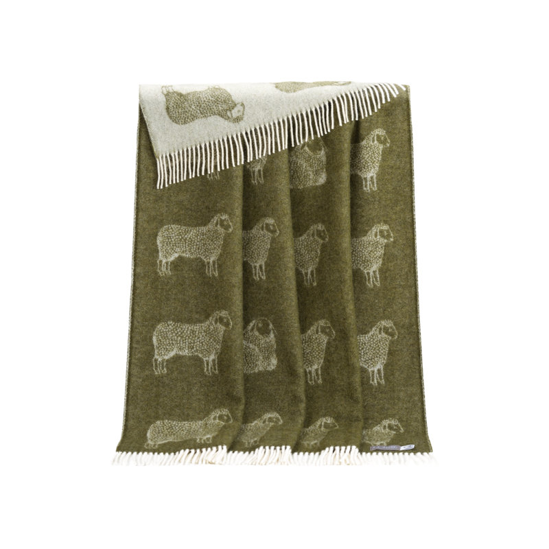 Mossy Green Sheep Wool Throw