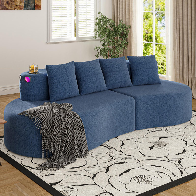 Canapé modulaire courbé 94,49 po 3 places, Navy