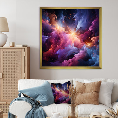 Rêves interstellaires abstraits or mauve - impression