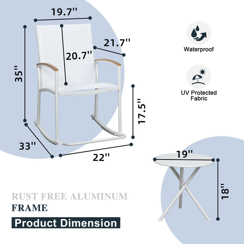 Outdoor Rocking Chair Set, White