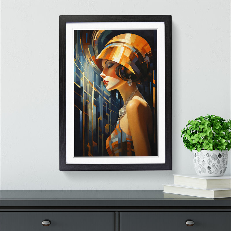 Art Deco Woman Art Deco Art - Framed Print, Black Framed, 46cm H x 34cm W x 2cm D