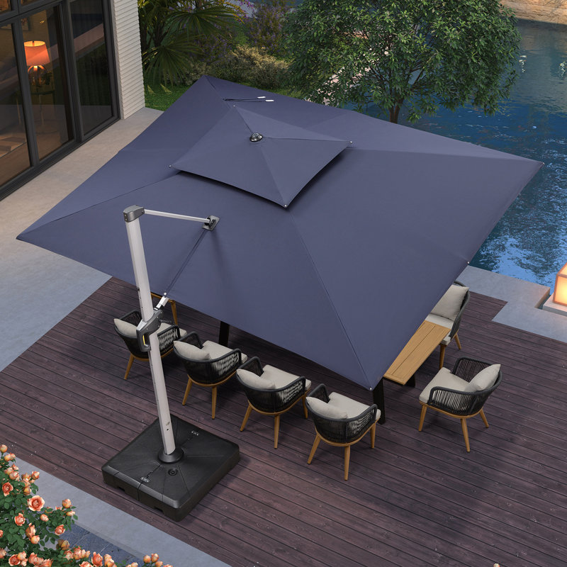 304cm X 396cm Rectangular Cantilever Parasol, Navy Blue