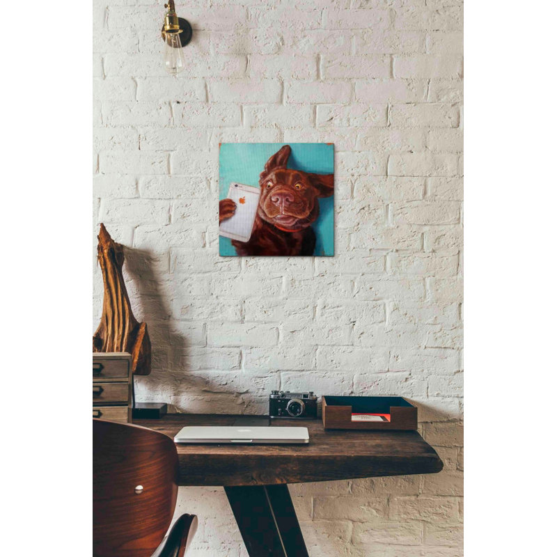 «Dog Selfie» par Lucia Heffernan, art mural sur toile, H 12 po x l 12 po x P 0,75 po