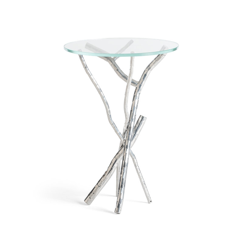 Brindille Glass Top Accent Table, Sterling