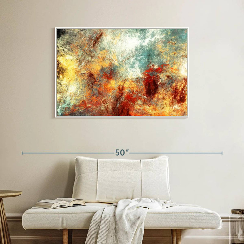 Frozen Fire Madiun, Cadre flottant blanc, 40 po x 27 po