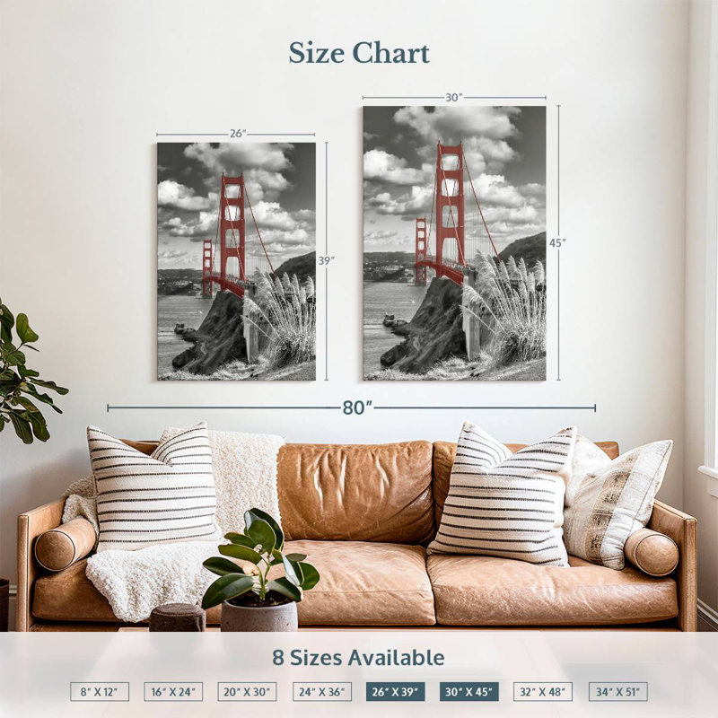Lilie Red San Francisco Bridge, H 39 po x l 26 po
