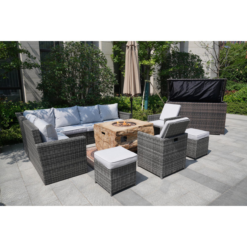 10 - Person Patio Conversation Set with Cushions
