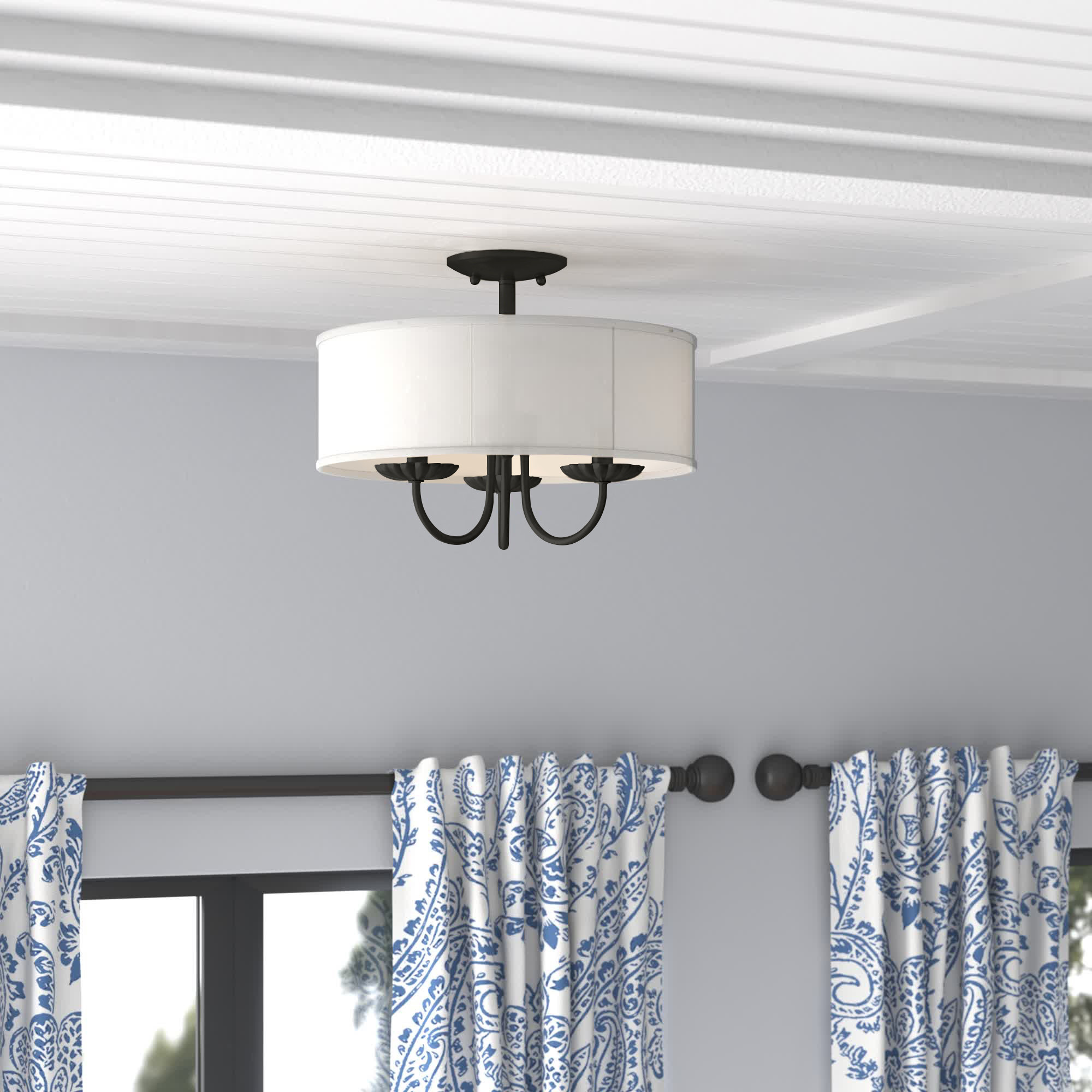 Three Posts Lampert Fabric Semi Flush Mount & Reviews - Wayfair Canada