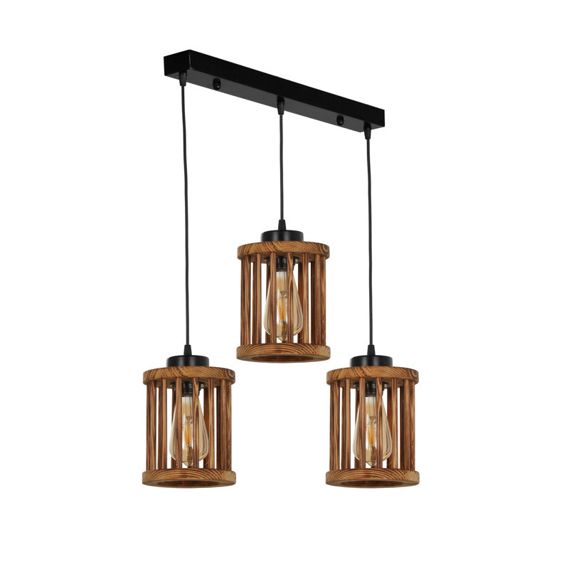 3 - Light Black Kitchen Island Pendant, Brown