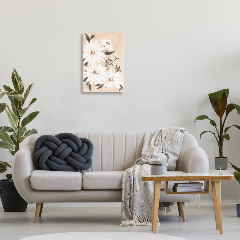Art mural sur toile «Mute Neutral Daisies» par Amanda Cook, H 24 po x l 16 po