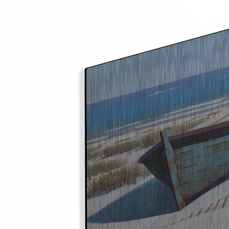 «Bateau bleu sur la plage» par Zhen-Huan Lu, H 16 po x l 24 po