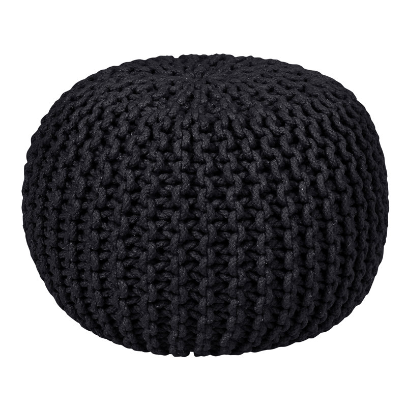 Antoinette 50cm Wide Round Solid Colour Pouffe Ottoman, Black
